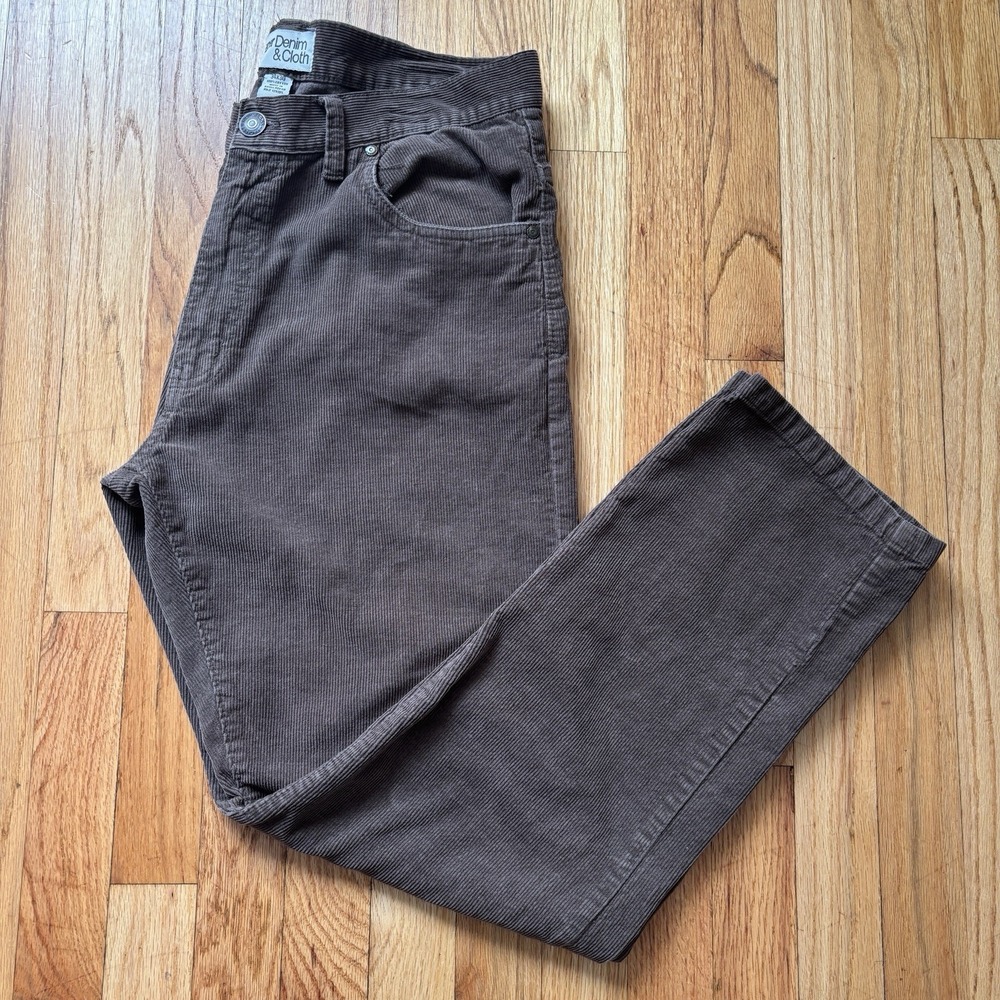 Paper Denim & Cloth Corduroy Pants Men's Brown Classic Straight Leg - 34X30